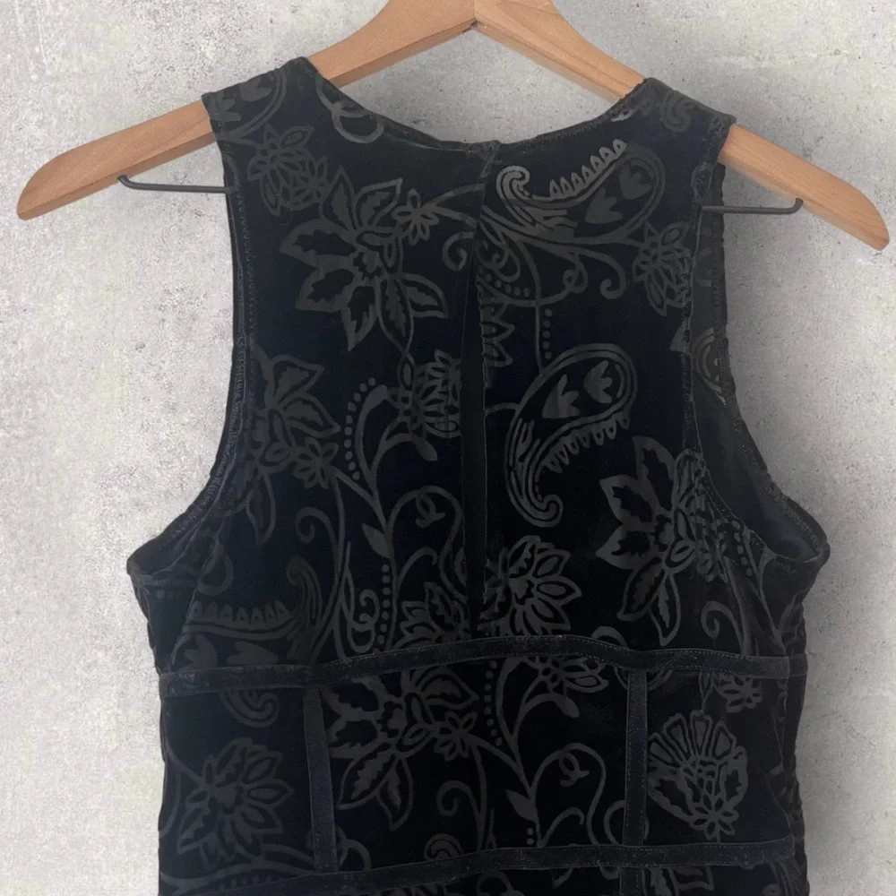 Intimately by Free People Black Velvet Burnout Babe Mini Dress Size M